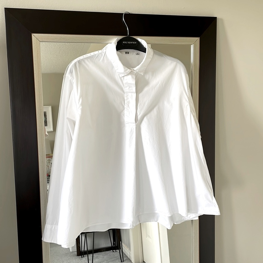 Uniqlo White Trapeze Tent Shirt